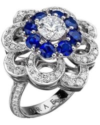 Graff - Platinum 2.95 Ct. Tw. Diamond & Sapphire Cocktail Ring (Authentic Pre- Owned) - Lyst