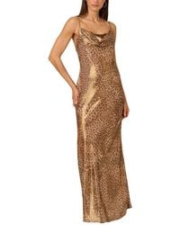 Adrianna Papell - Printed Chiffon Long Dress - Lyst