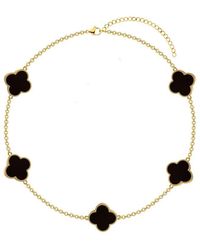 Gabi Rielle - 14k Over Silver Black Onyx Clover Dual-sided Bracelet - Lyst