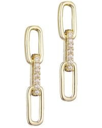 Adornia - 14K Plated Cz Mini Paperclip Drop Earrings - Lyst