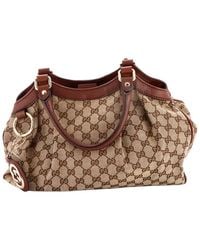 Gucci - Gg Canvas & Leather Sukey Tote Medium (Authentic Pre-Loved) - Lyst
