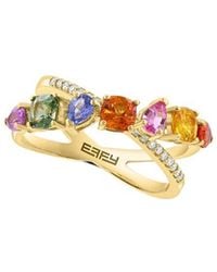 Effy Fine Jewelry - 14K 2.10 Ct. Tw. Diamond & Multi Sapphire Ring - Lyst