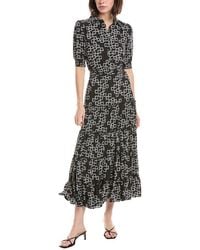 Tahari - Elbow Sleeve Button Down Tiered Dress - Lyst
