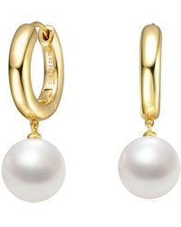 Genevive Jewelry - 14K Over 12Mm Pearl Hoops - Lyst