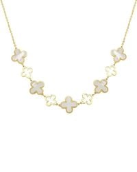 Italian Gold - 14K Mother Of Pearl Station Layered Clover Necklace - Lyst