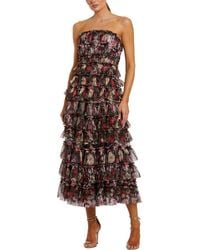 Mac Duggal - Strapless Micro Ruffle A Line Midi Dress - Lyst