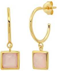 MAX + STONE - Max + Stone 14k Over Silver 1.60 Ct. Tw. Rose Chalcedony Half Hoop Earrings - Lyst