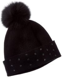 Forte - Cashmere Crystal Cuff Cashmere Hat - Lyst