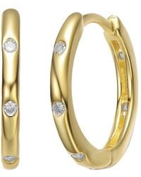 Genevive Jewelry - 14k Over Silver Cz Hoops - Lyst