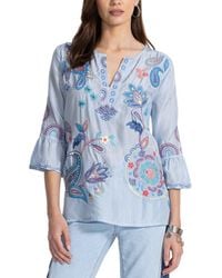 Johnny Was - Petite Ruffle Sleeve Silk Blouse - Lyst