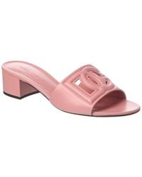 Dolce & Gabbana - Dg Logo Leather Mule - Lyst