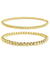 Sterling Forever - 14k Plated Beaded Stretch Bracelet - Lyst