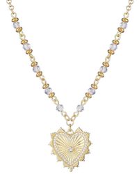 Adornia - 14K Plated Cz Heart Rosary Chain Necklace - Lyst