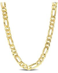 Italian Silver - 18K Over Flat Figaro Chain Necklace - Lyst