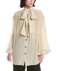 Balmain - Bow Tie Printed Silk Shirt - Lyst