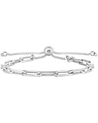 Italian Silver - Piazza Di Spagna Paperclip Link Bolo Bracelet - Lyst