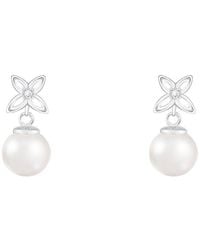 Splendid - 14K 0.03 Ct. Tw. Diamond & 6-6.5Mm Pearl Earrings - Lyst