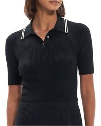 Theory - Tipped Rib Wool Polo Shirt - Lyst