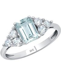 MaxColor - 10K 0.70 Ct. Tw. Aquamarine Halo Ring - Lyst