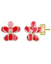 Rachel Glauber - 14K Plated Cz Flower Earrings - Lyst