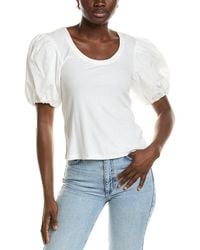 1.STATE - Combo Knit Puff Sleeve Top - Lyst