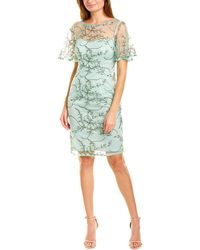 Adrianna Papell Embroidered Sheath Dress - Green