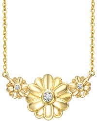Rachel Glauber - 14k Plated Cz Flower Necklace - Lyst