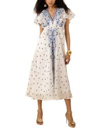 Hale Bob - Linen-Blend Ellianna Midi Dress - Lyst