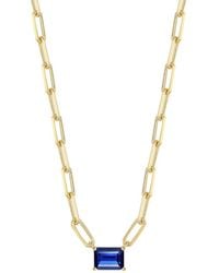 Sphera Milano - 14k Over Silver Emerald Cz Paperclip Necklace - Lyst