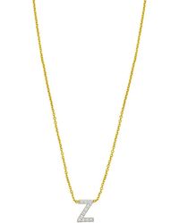 Italian Gold - 14K 0.04 Ct. Tw. Diamond Initial Necklace - Lyst