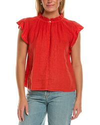 Velvet By Graham & Spencer - Semira Short Sleeve Woven Linen Top - Lyst