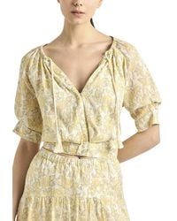10 Crosby Derek Lam - Suri Printed Voile Tuck Front Top - Lyst