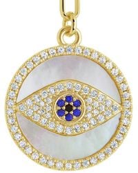 Sterling Forever - 14K Plated Pearl Cz Evil Eye Necklace - Lyst