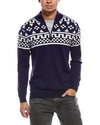 Brodie Cashmere - Fairisle Wool & Cashmere-Blend 1/4-Zip Mock Neck Sweater - Lyst