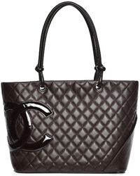 Chanel - Leather Cambon Tote Large (Authentic Pre-Owned) - Lyst