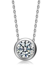 Rachel Glauber - Plated Cz Solitaire Pendant Necklace - Lyst
