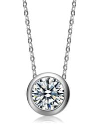 Rachel Glauber - Plated Cz Solitaire Pendant Necklace - Lyst