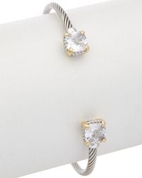 Juvell - 18k Two-tone Plated White Topaz Twisted Cable Bangle - Lyst