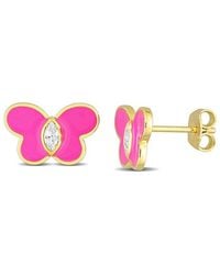 Rina Limor - Gold Over Silver 0.26 Ct. Tw. Sapphire Enamel Butterfly Studs - Lyst