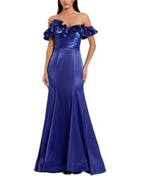 Mac Duggal - Satin Ruffle Detail Off The Shoulder Mermaid Gown - Lyst