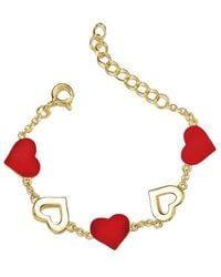 Rachel Glauber 14k Plated Cz Heart Bracelet - Multicolour