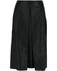 Ferragamo - Pleated-Front Leather Midi Skirt - Lyst