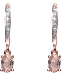 Genevive Jewelry - 18k Rose Gold Vermeil Cz Drop Earrings - Lyst