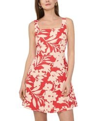 Vince Camuto - Linen-Blend Print Mini Dress - Lyst