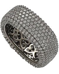 Suzy Levian - Silver Cz Square Micro Pave Eternity Ring - Lyst