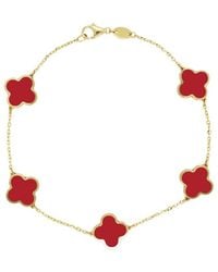 Italian Gold - 14K Coral Clover Stackable Bracelet - Lyst