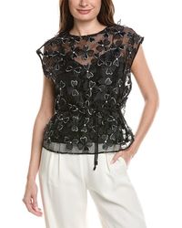 MILLY - Ryan Clover Bow Organza Top - Lyst