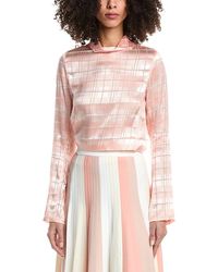 3.1 Phillip Lim - Hester Plaid Devore High Neck Silk-Blend Top - Lyst