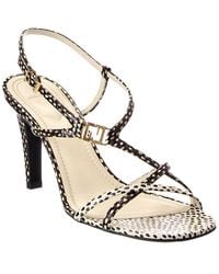 Fendi - Ffold Snake-Embossed Leather Sandal - Lyst