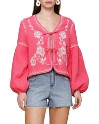 Avec Les Filles - Embroidered Peplum Jacket - Lyst